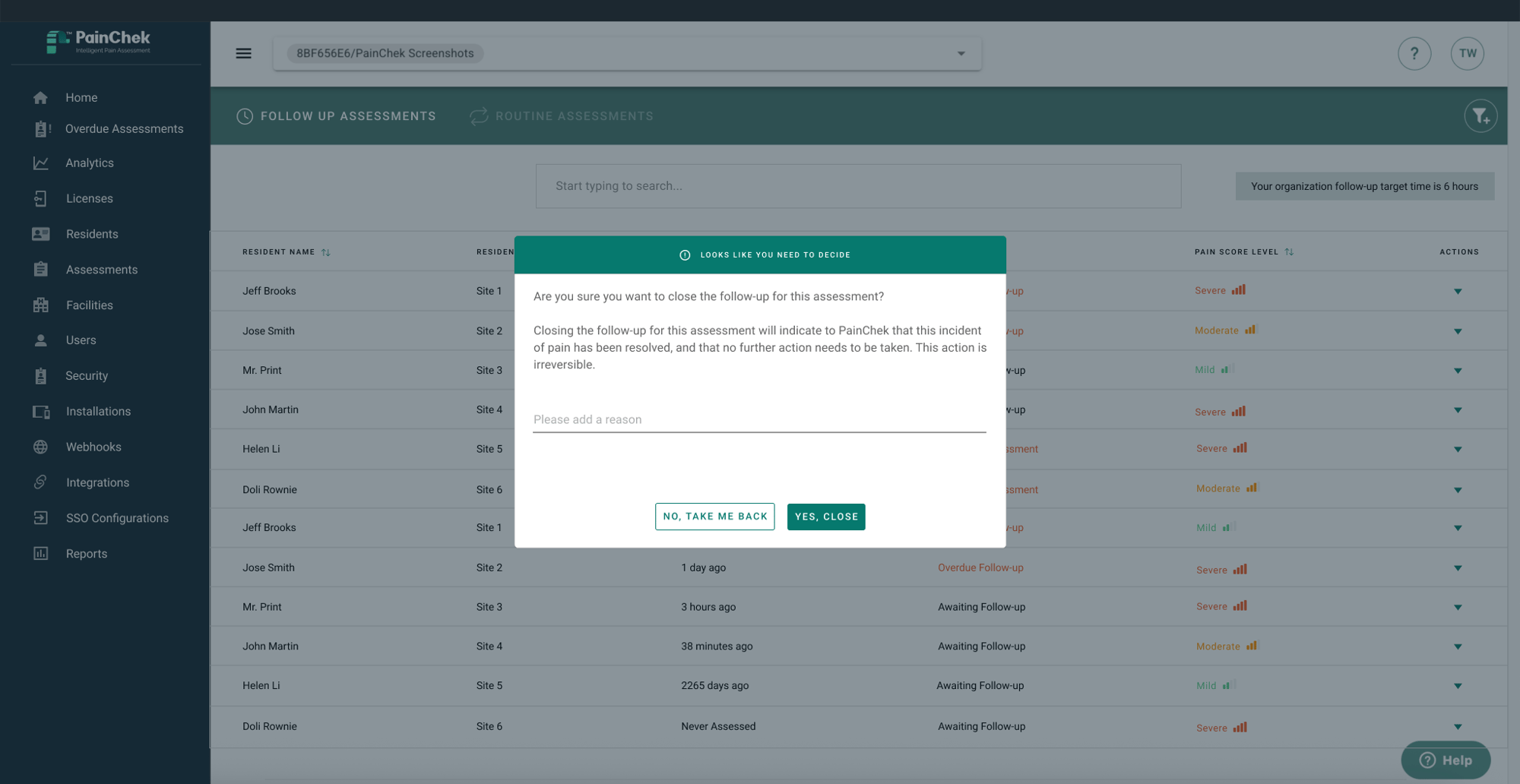 Close Assessment modal - Follow up Assessments-1